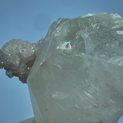 Lepidolite on Quartz, 265 Carat, Etched Quartz, Jacare Quartz, Kunar Afghanistan, Lepidolite Crystal, Purple Mica, Mineral Association, Collector Crystal, Stress Relief Stone