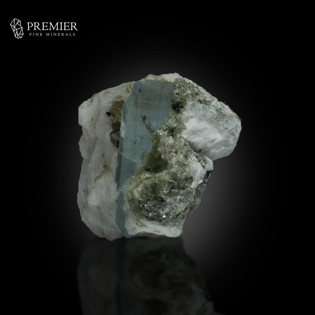 Etched Aquamarine with Mica on Feldspar Matrix – Pakistan