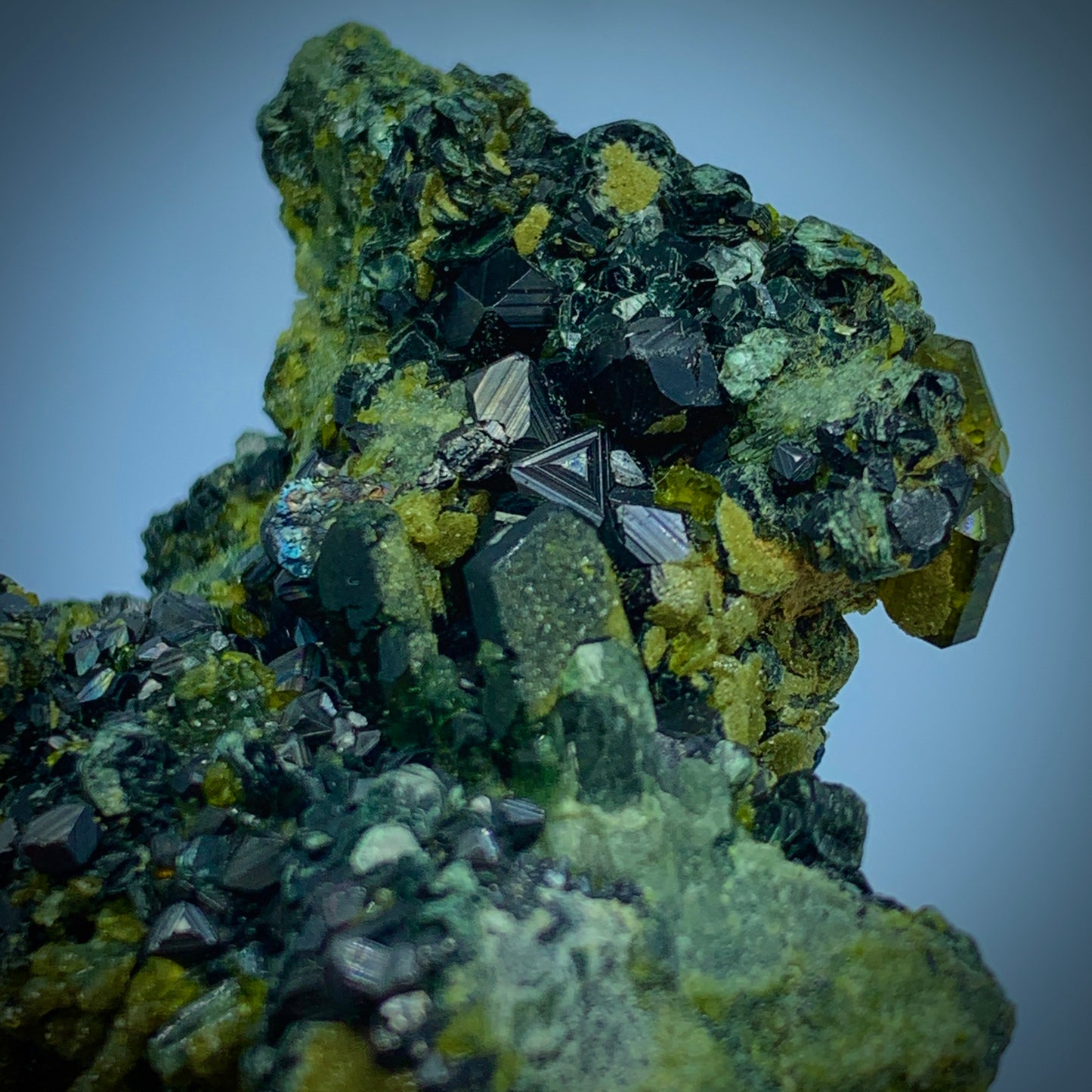 Magnetite, Vesuvianite, Diopside, Mineral Association, 305 Carats, Skarn Mineral, Black Mineral, Green Mineral, Collector Specimen, Complex Mineralogy, Grounding Stone, Crystal Dimensions, Pyroxene