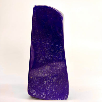 499g polished Lapis Lazuli with Pyrite inclusions
Front face of balanced Afghan Lapis Lazuli piece