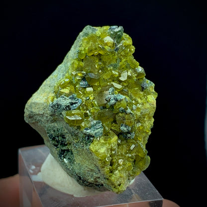 Vesuvianite Crystal, Hematite, Biotite Matrix, 127 Carat, Skardu Pakistan, Idocrase, Iron Oxide, Mineral Association, Collector Specimen, Aesthetic Cluster, Pakistan Mineral, Crystal Dimensions, Small Cabinet