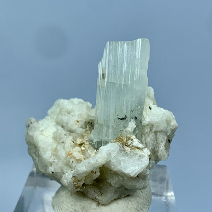 Aquamarine, Etched Aquamarine, Feldspar Matrix,  Pakistan Mineral, Beryl Crystal, Rare Mineral, Natural Etching, Collector Specimen, Miniature Specimen, Pegmatite Mineral, Throat Chakra, Crystal Dimensions, Mineral Association