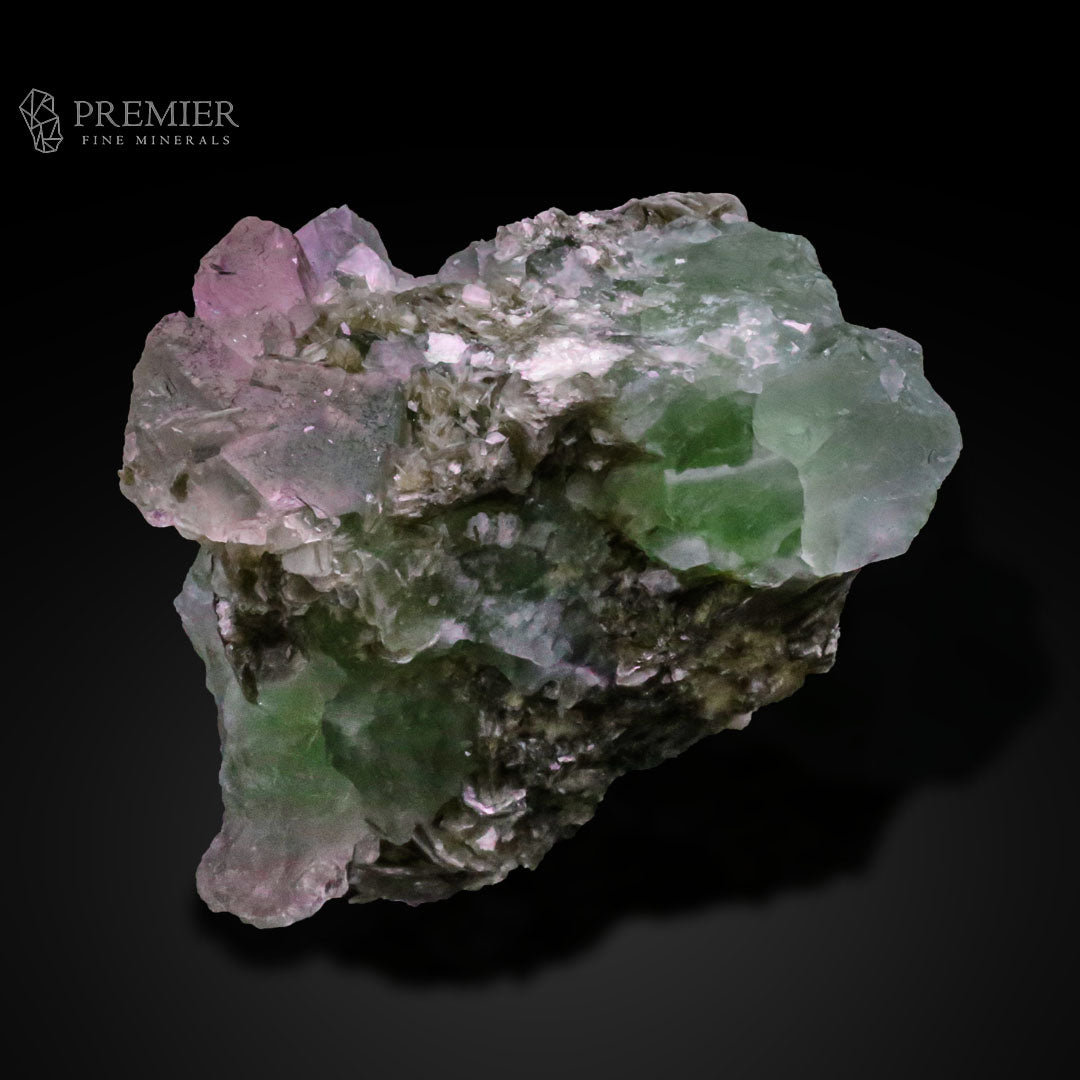 Fluorite, Bi-Color Fluorite, Green Fluorite, Pink Fluorite, Mica, Muscovite, Combination Specimen, 432 Grams, 2160 Carats, Pakistan Mineral, Skardu, Raw Crystal, Collector Grade, Cabinet Specimen, Rare Color