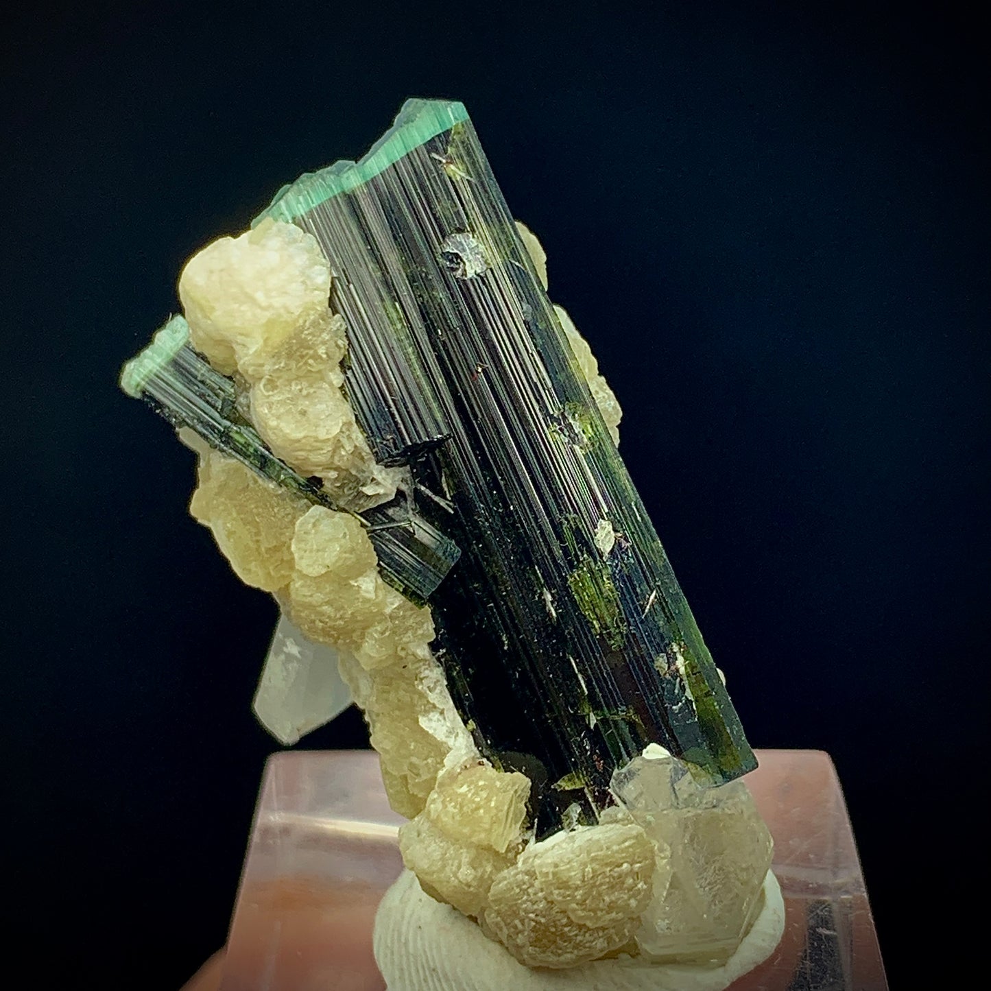 Blue Cap Tourmaline, 87 Carat, Quartz Cluster, Mica Matrix, Tourmaline Crystal, Collector Specimen, Aesthetic Cluster, Rare Mineral, Crystal Dimensions, Miniature Specimen, Throat Chakra, Elbaite, Tourmaline on Quartz