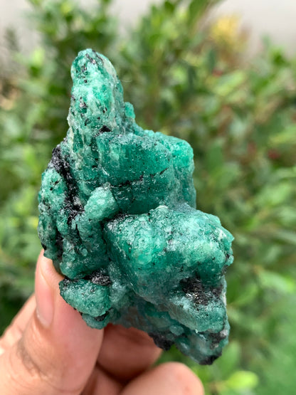 Natural Green Emerald on Matrix from Chitral Pakistan – Rough Emerald Crystal Cluster – Collector Mineral Specimen – 83g
