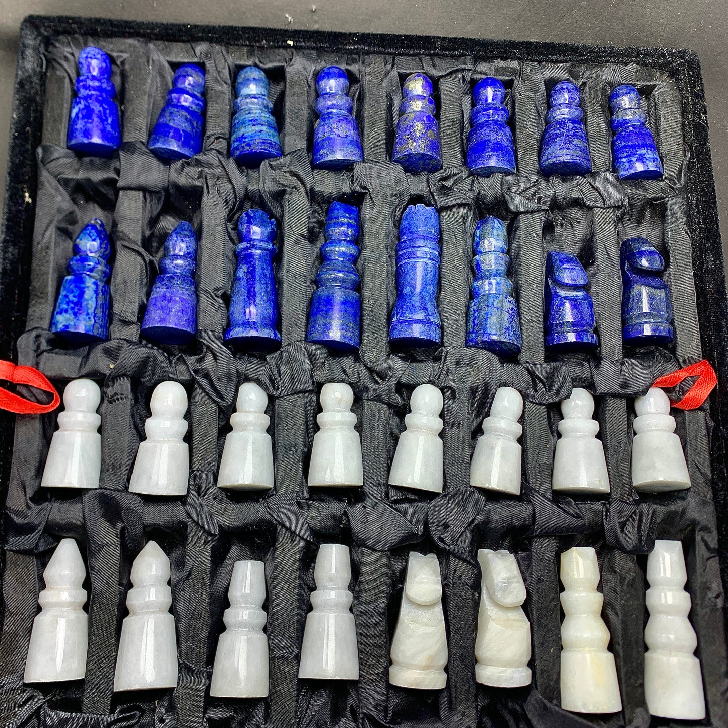 Lapis Lazuli Chess Set, Marble Chess Board, 12 Inch Chess Set, Luxury Game, Hand Carved, Stone Chess Set, Decorative Chess, 3.3 kg, Blue and White, Lapis Lazuli Gift, Collector Chess, Chess Set, Natural Stone