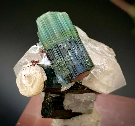 Natural Cat Eye Tourmaline Crystal with Terminated Quartz on Muscovite Mica Matrix – 10 Grams, Afghanistan
