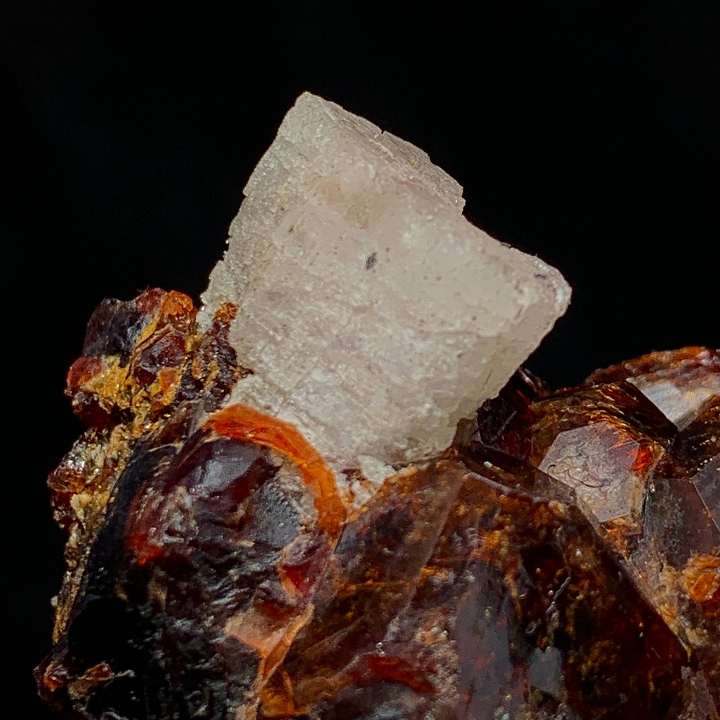 Etched Apatite, Spessartine Garnet, 285 Carats, 57 Grams, Pakistan Mineral, Rare Crystal Habit, Apatite on Garnet, Collector Specimen, Miniature Specimen, Etched Crystal, Mineral Association, Unique Specimen, Crystal Etching