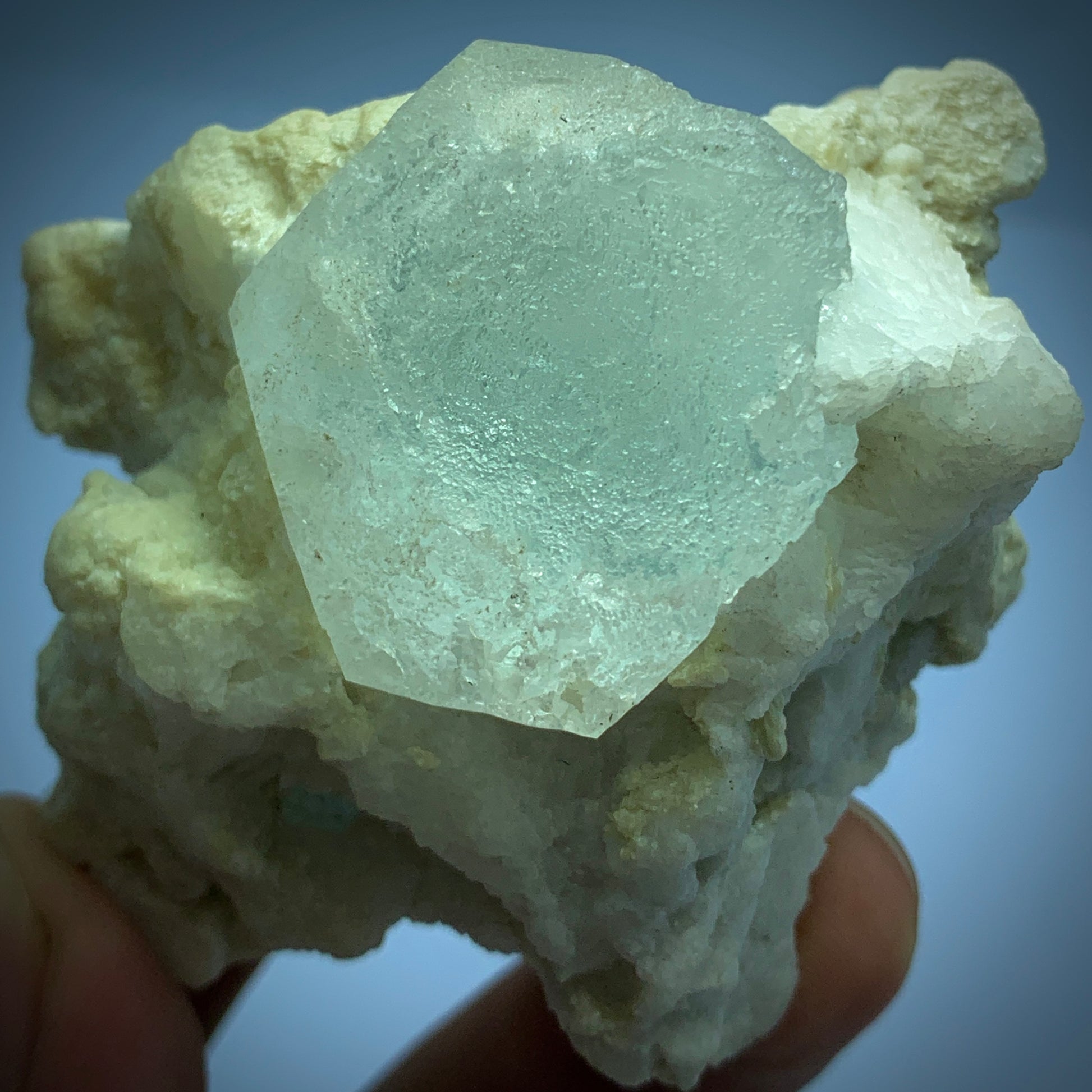 Aquamarine on Matrix, Beryl Crystal, Feldspar Specimen, 156g Mineral, Afghanistan Aquamarine, Raw Crystal, Collector Display, Natural Aquamarine, Matrix Mineral, Blue Beryl