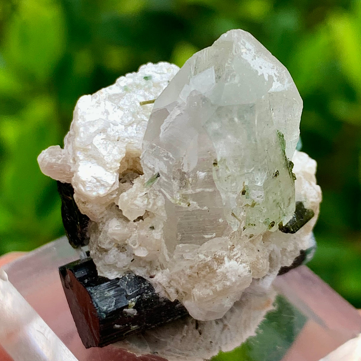 Natural Bluecap Tourmaline Bunches of Crystal with Quartz Terminated Crystal, Lepidolite and Mica Matrix