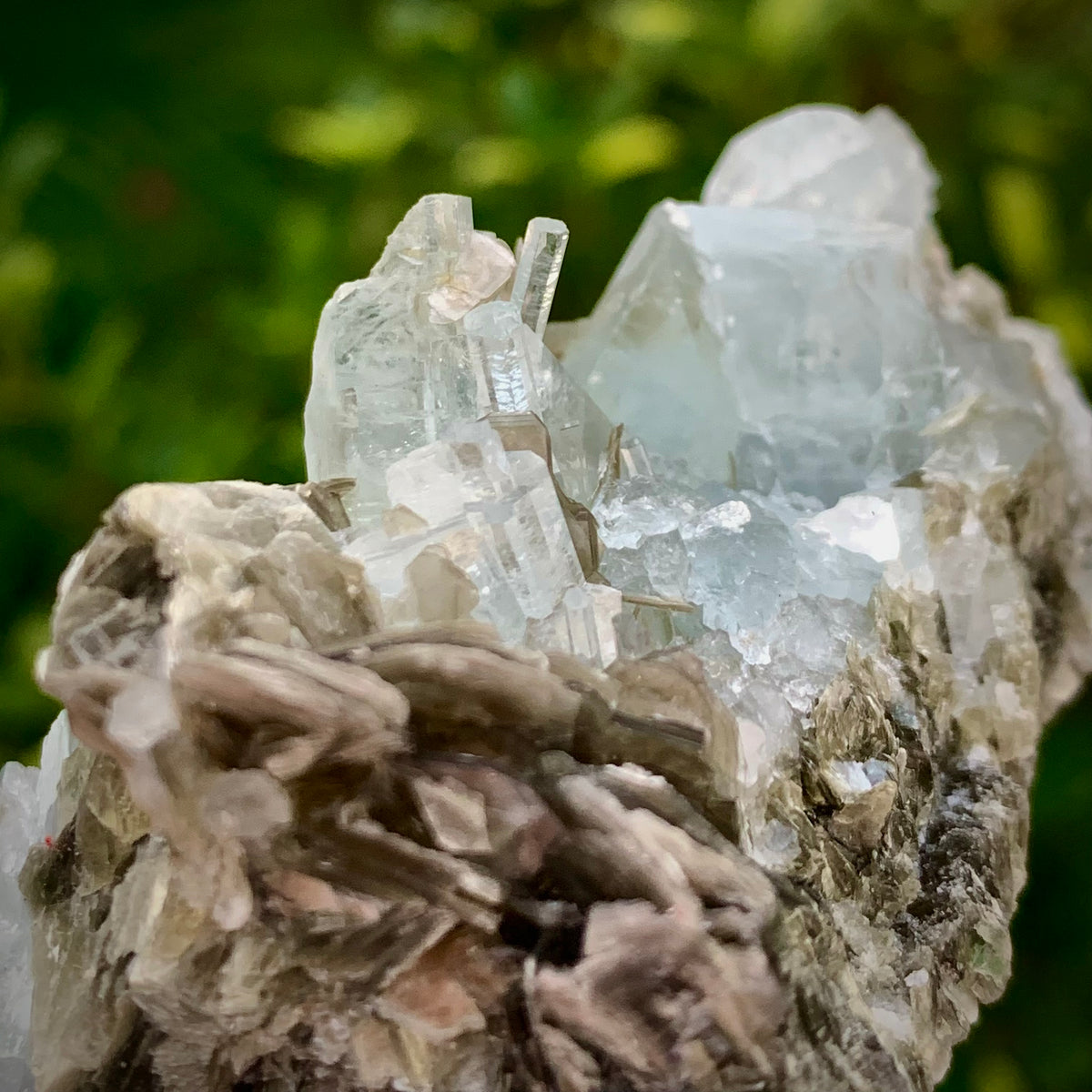126 Grams Natural Blue Aquamarine Terminated Crystal Specimen on Muscovite Mica Matrix From Pakistan