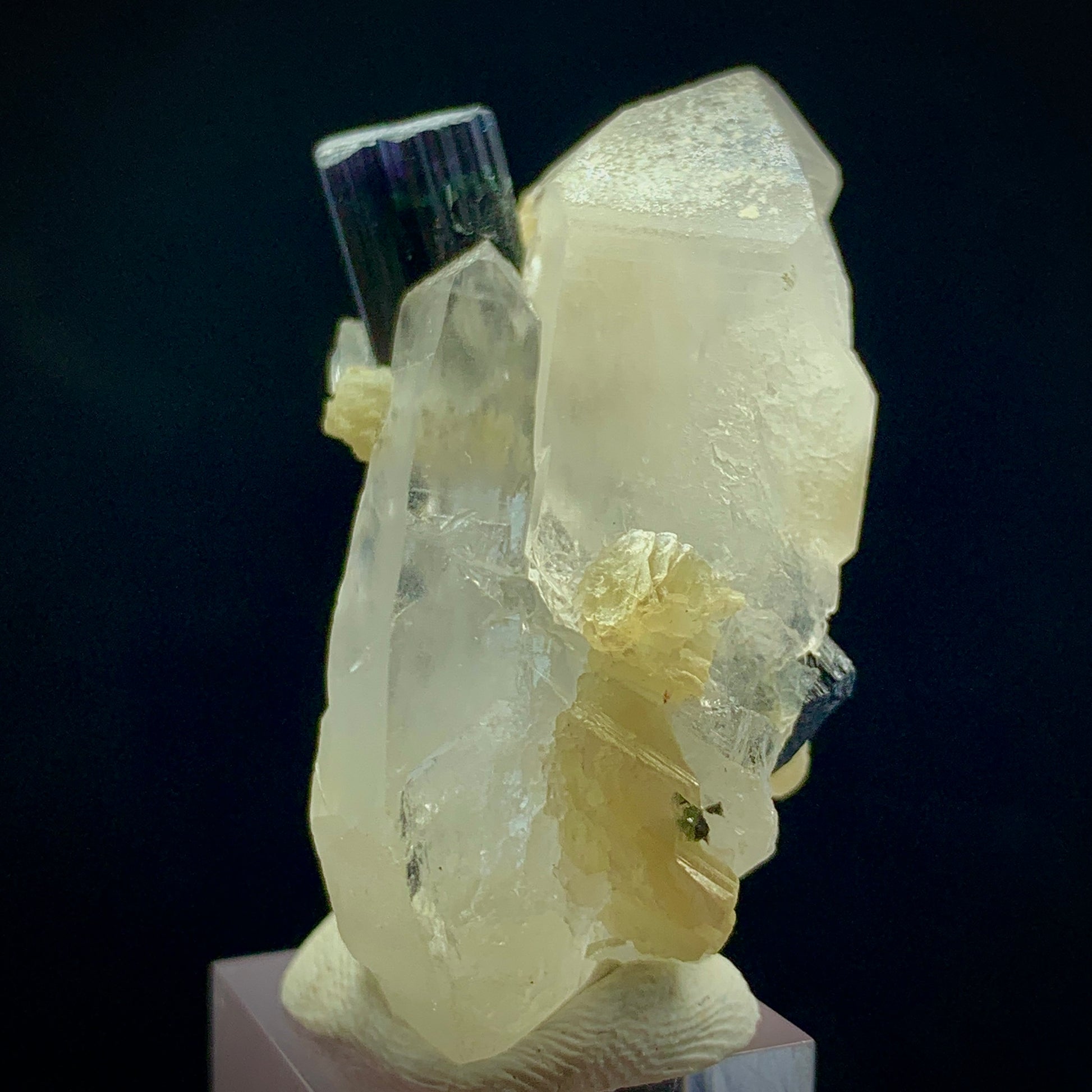 Blue Cap Tourmaline, 118 Carat, Double Terminated Quartz, DT Quartz, Skardu Pakistan, Mica Association, Tourmaline Crystal, Collector Specimen, Aesthetic Cluster, Throat Chakra, Rare Mineral, Investment Stone, Crystal Dimensions