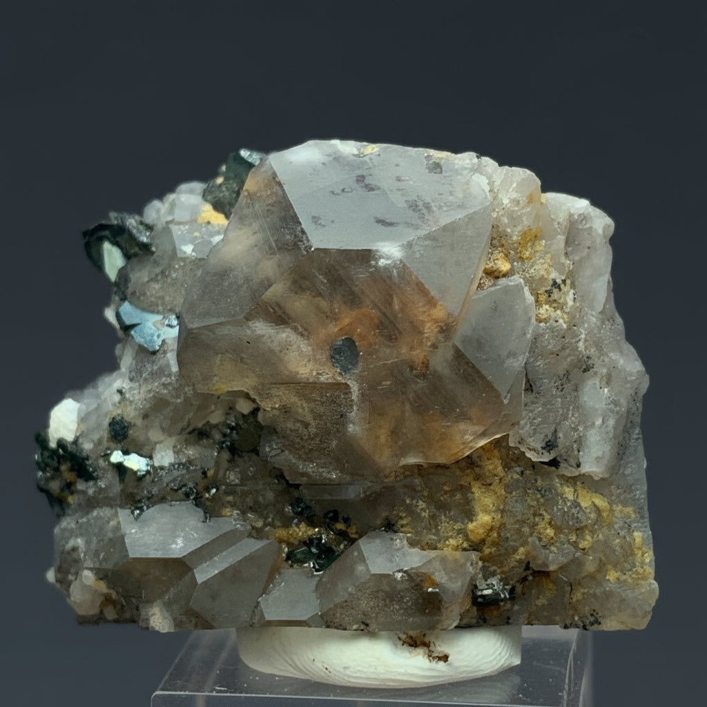 Smoky Quartz, Hematite Crystals, Quartz Cluster, 312 Carat, Terminated Quartz, Iridescent Mineral, Rainbow Quartz, Collector Grade, Grounding Stone, Root Chakra