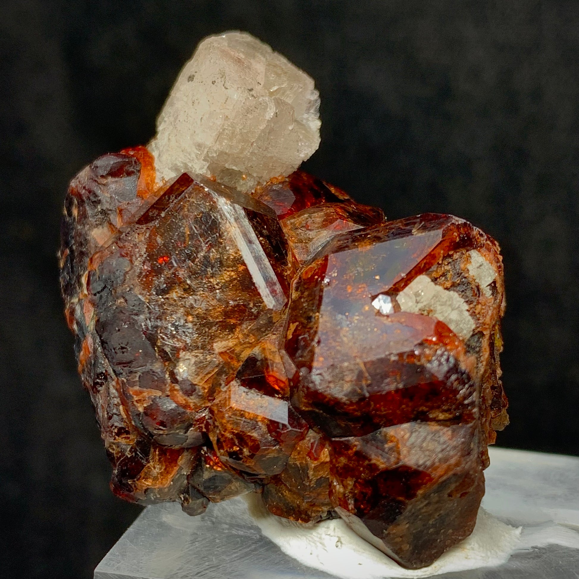 Etched Apatite, Spessartine Garnet, 285 Carats, 57 Grams, Pakistan Mineral, Rare Crystal Habit, Apatite on Garnet, Collector Specimen, Miniature Specimen, Etched Crystal, Mineral Association, Unique Specimen, Crystal Etching