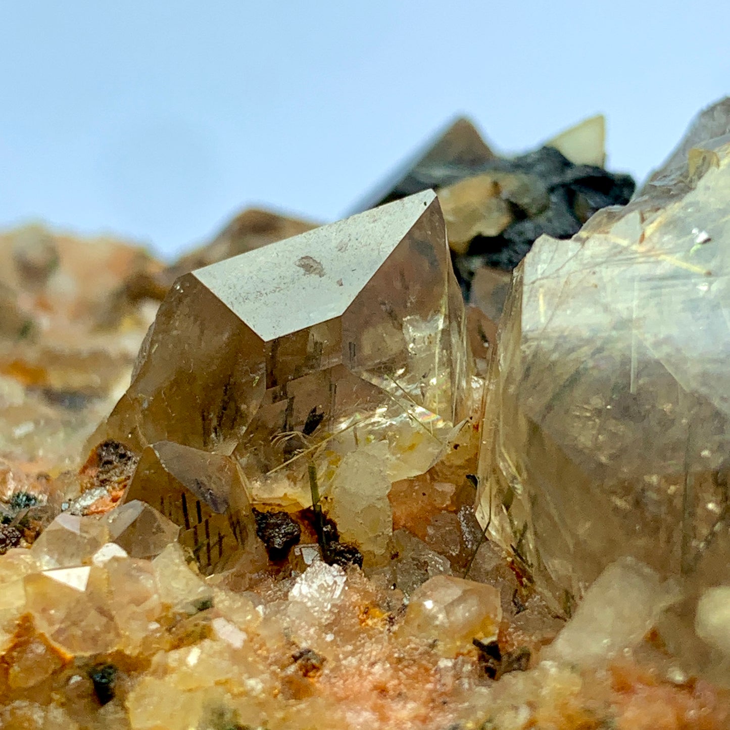 Rutilated Quartz, AAA Grade, Lepidolite Matrix, 450 Grams, Silver Rutile, Gold Rutile, Copper Rutile, Rare Rutile, Multi-Color Rutile, Collector Specimen