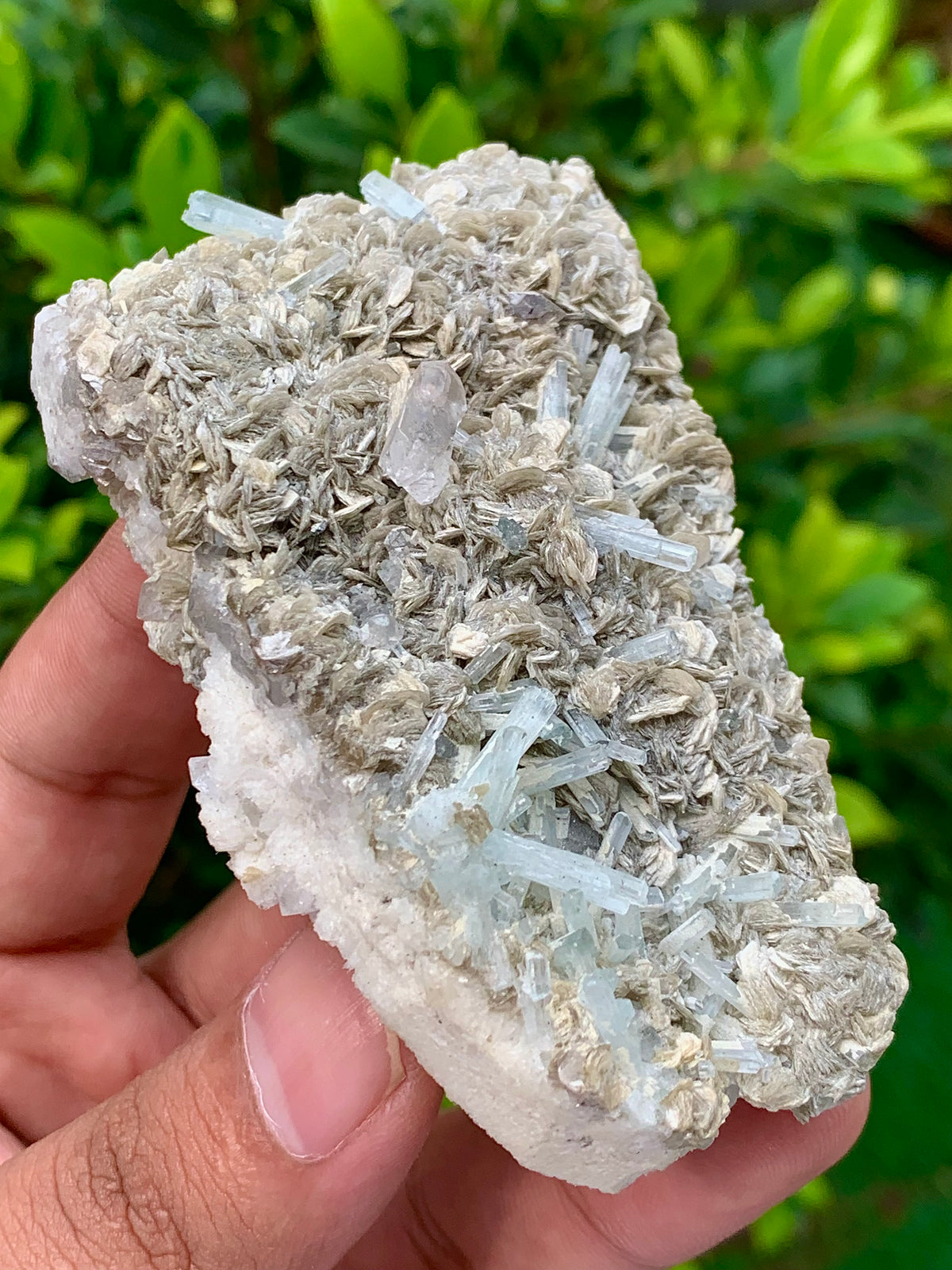 116 Grams Natural Aquamarine Terminated Cluster of Crystal with Gwindel Quartz Crystal on Muscovite Mica Matrix From Pakistan