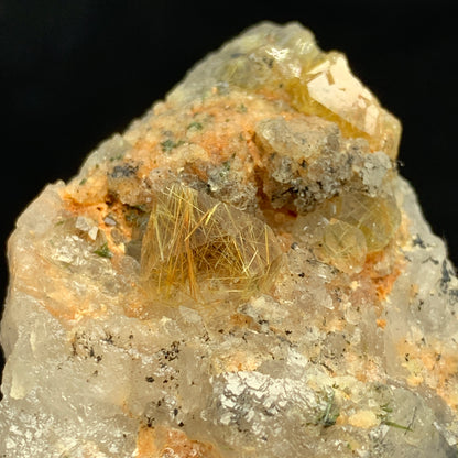 Rutile Quartz, Warsak Mine, Copper Rutile, Golden Rutile, Terminated Crystal, Lepidolite Matrix, 450 Carat, Pakistan Specimen, Rare Mineral, Collector Specimen, Rutile on Matrix