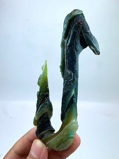 69 Grams Sculptural Green Agate Specimen Rare Stalactitic Chalcedony Formation Natural Mineral Specimen