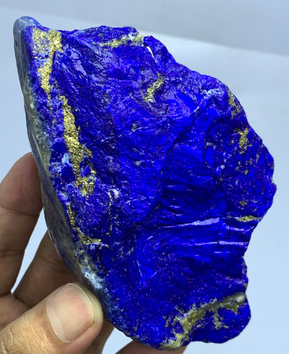 Raw Lapis Lazuli Crystal Deep Blue Color Metallic Golden Pyrite veins with Natural Texture
