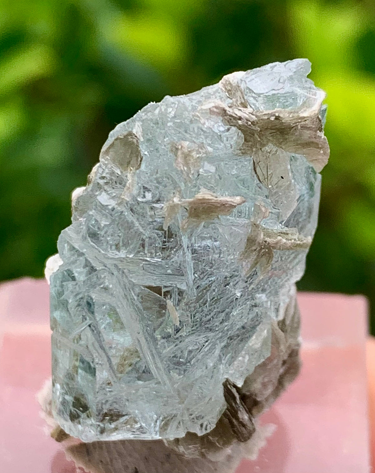 7 Grams Natural Etched Blue Aquamarine Terminated Crystal Specimen on Muscovite Mica Matrix From Pakistan