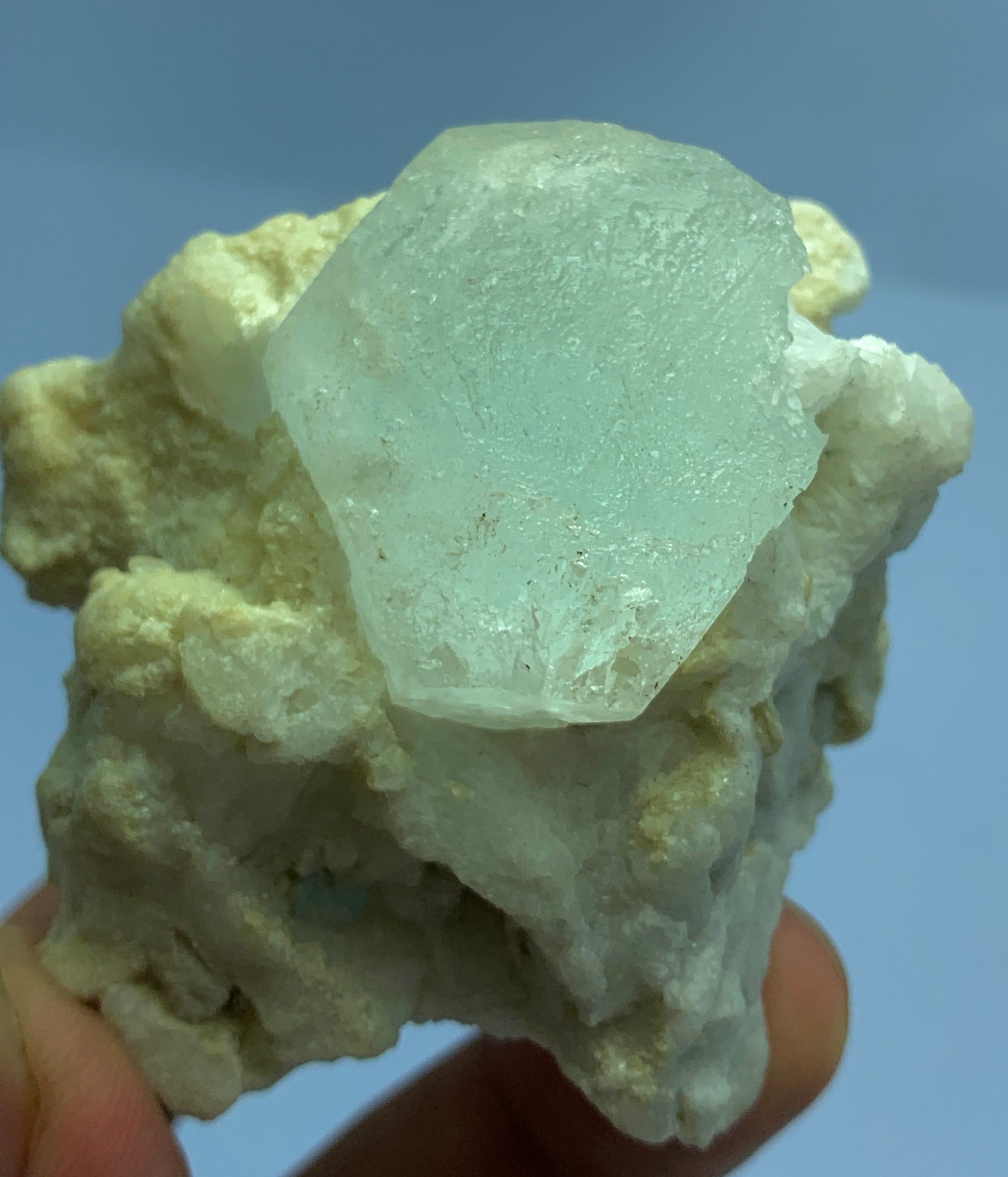 Aquamarine on Matrix, Beryl Crystal, Feldspar Specimen, 156g Mineral, Afghanistan Aquamarine, Raw Crystal, Collector Display, Natural Aquamarine, Matrix Mineral, Blue Beryl