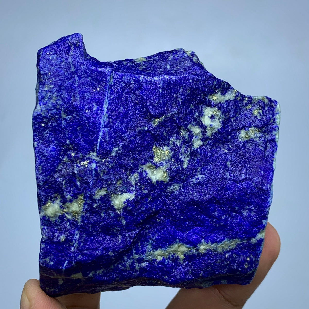 8.2 cm wide Lapis Lazuli block with golden Pyrite
Thick indigo Lapis Lazuli rough piece from Badakhshan