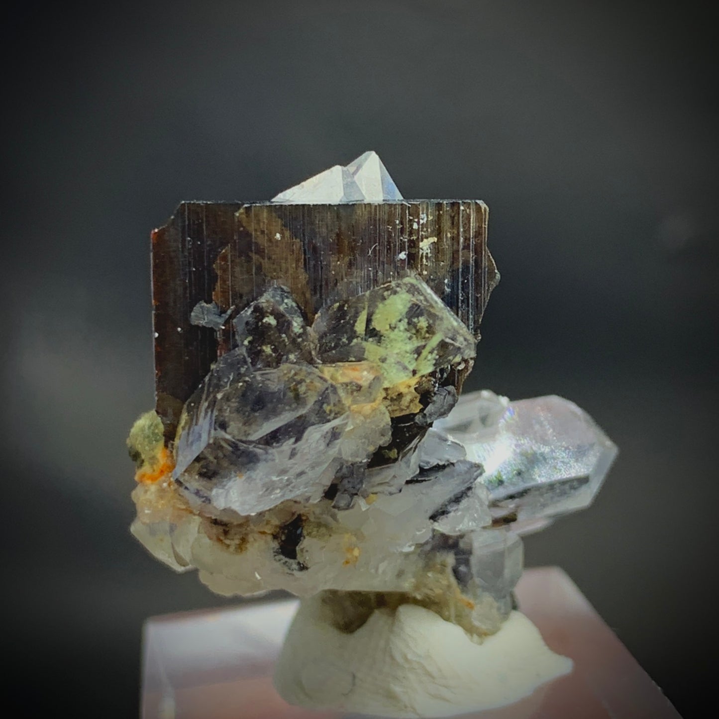 Brookite Crystal, Quartz Cluster, Rare Mineral,  Brookite on Quartz, Collector Specimen, High Energy, Miniature Specimen, Mineral Association, Crystal Dimensions, Natural Specimen, Investment Stone