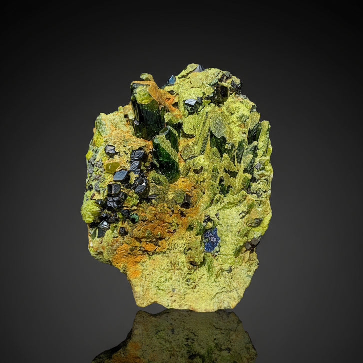 Vesuvianite, Magnetite, Diopside, 295 Carats, 59 Grams, Mineral Association, Skarn Deposit, Idocrase, Pyroxene, Collector Specimen, Miniature Specimen, Complex Mineral, Cabinet Specimen