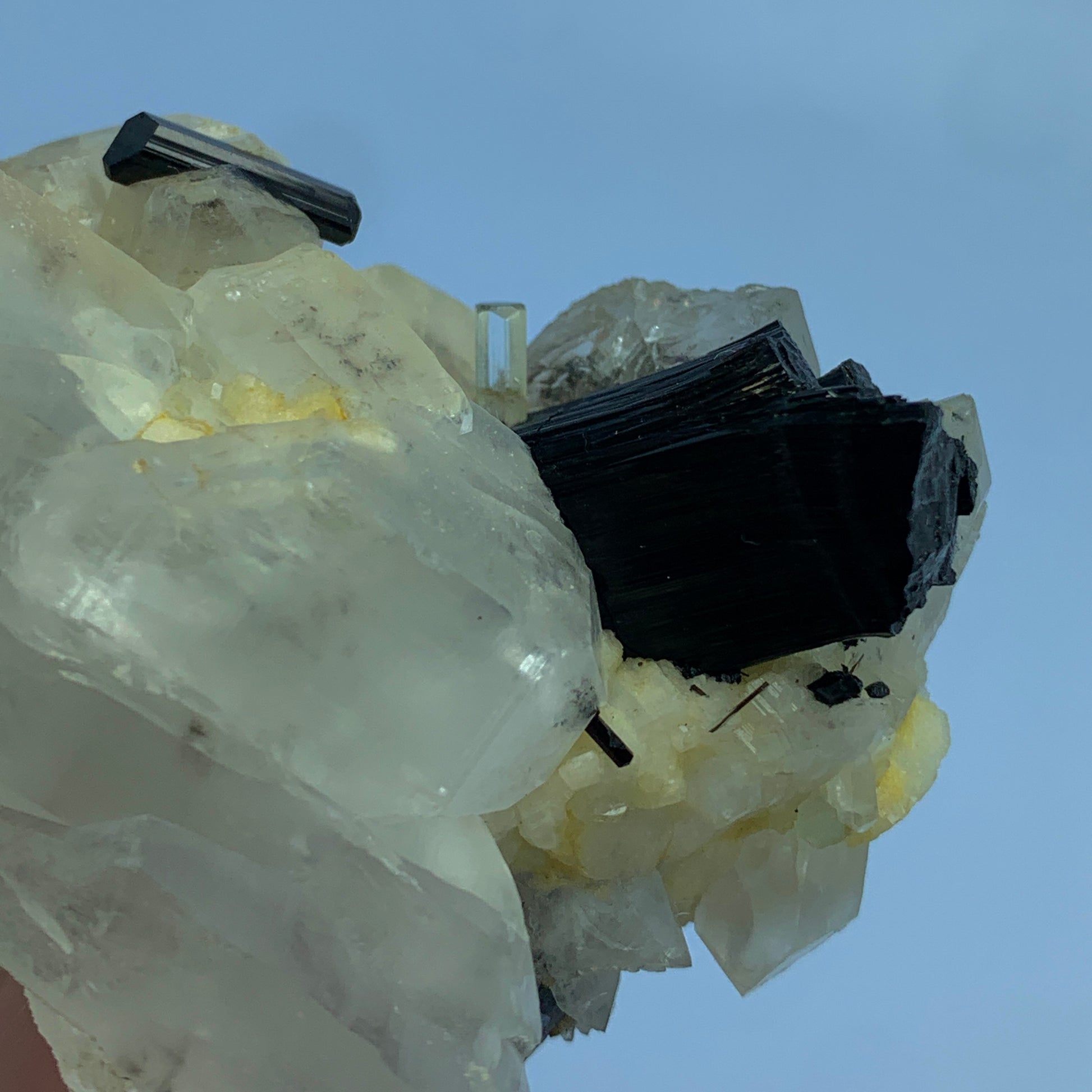 Aquamarine Crystal, Beryl, 570 Carat, Black Tourmaline, Schorl, Quartz Cluster, Pakistan Mineral, Collector Specimen, Aesthetic Cluster, Investment Stone, Rare Gem