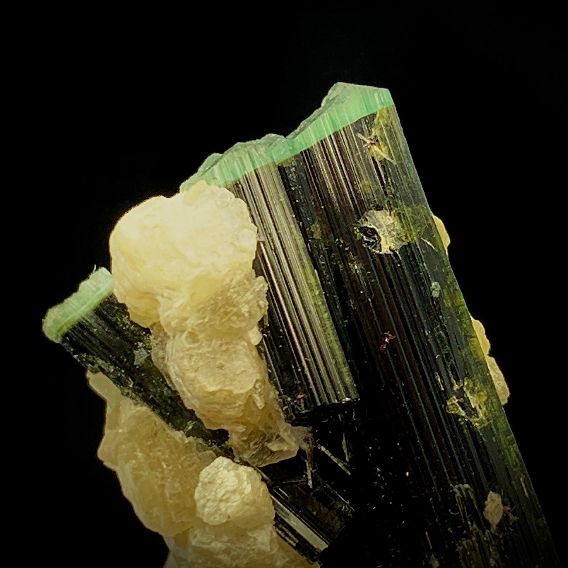 Blue Cap Tourmaline, 87 Carat, Quartz Cluster, Mica Matrix, Tourmaline Crystal, Collector Specimen, Aesthetic Cluster, Rare Mineral, Crystal Dimensions, Miniature Specimen, Throat Chakra, Elbaite, Tourmaline on Quartz