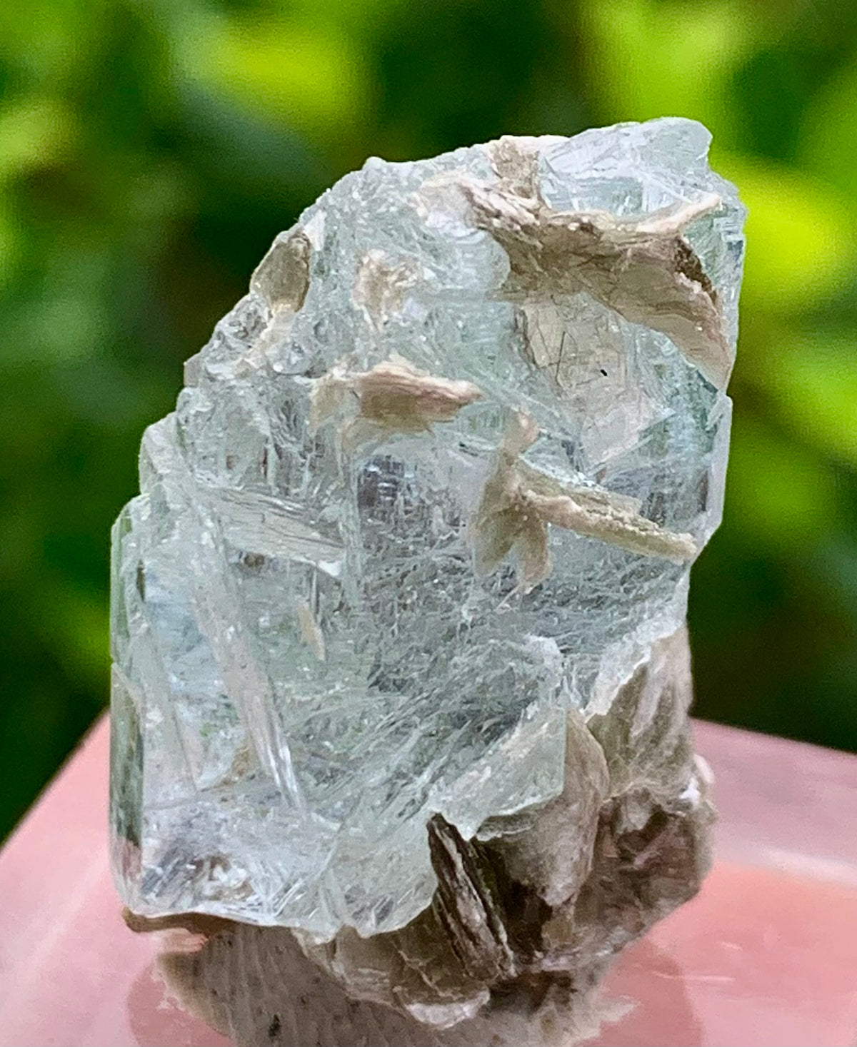 7 Grams Natural Etched Blue Aquamarine Terminated Crystal Specimen on Muscovite Mica Matrix From Pakistan