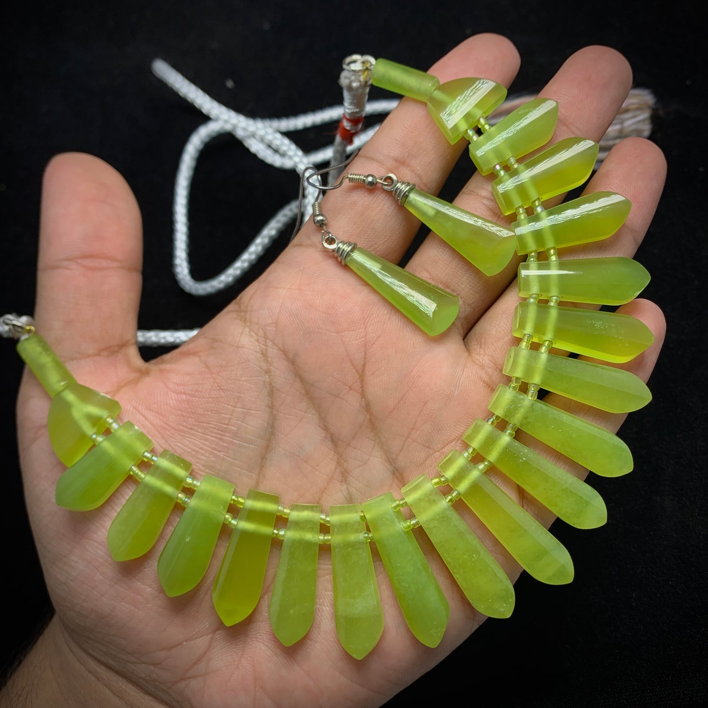 Serpentine Jade, Jade Necklace Set, 450 Carats, 925 Silver Jewelry, Statement Jewelry, Green Gemstone, Heart Chakra, Transformation Stone, Matching Set, Fine Jewelry, Investment Piece, Serpentine, Gemstone Jewelry