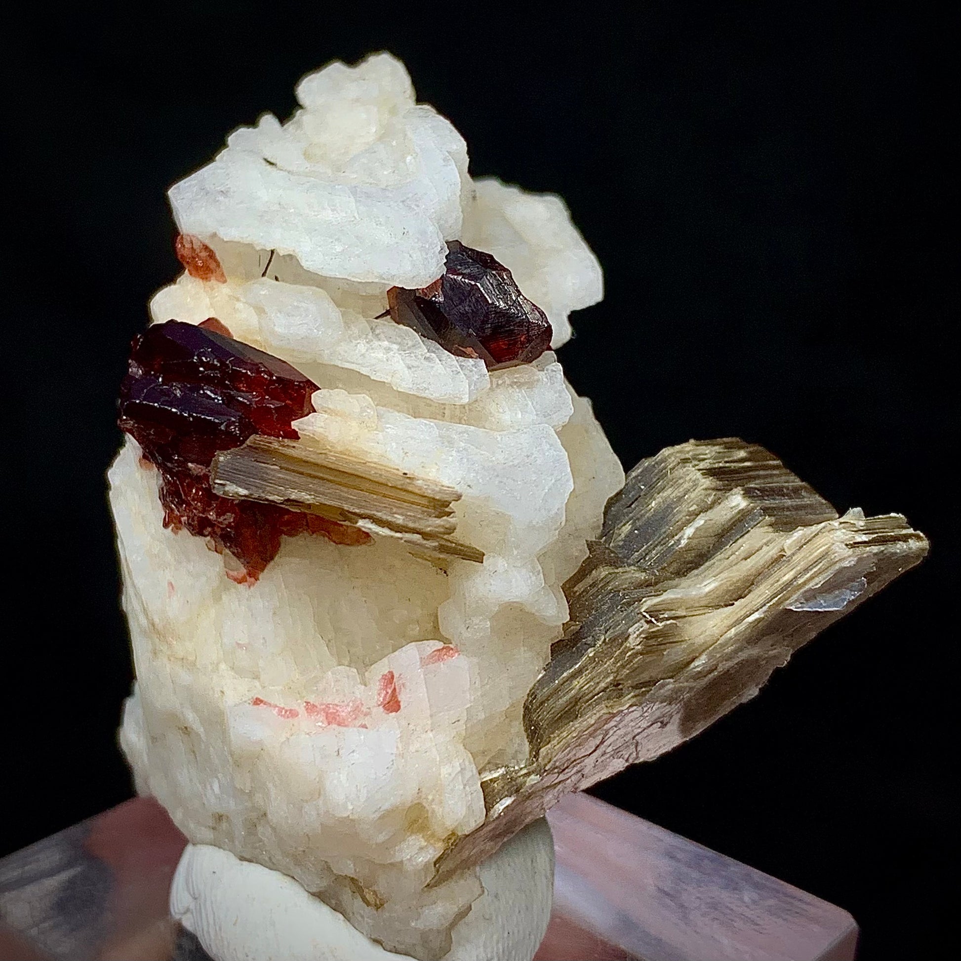 Rhodolite Garnet, Garnet in Matrix, Pakistan Mineral, Heart Chakra, Feldspar, Mica, Pegmatite Mineral, Collector Specimen, Miniature Specimen, Gemstone Crystal, Mineral Association
