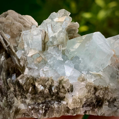 126 Grams Natural Blue Aquamarine Terminated Crystal Specimen on Muscovite Mica Matrix From Pakistan