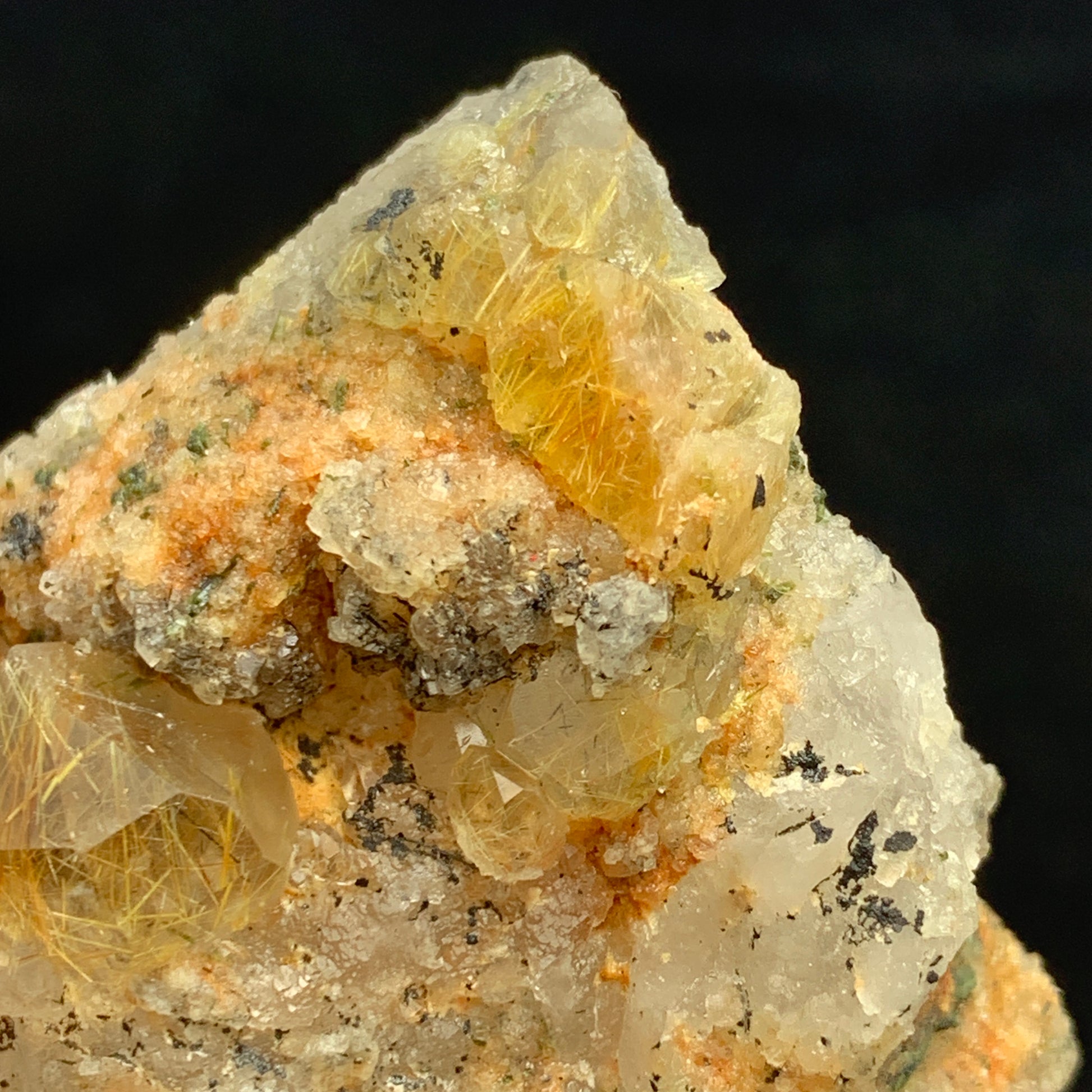 Rutile Quartz, Warsak Mine, Copper Rutile, Golden Rutile, Terminated Crystal, Lepidolite Matrix, 450 Carat, Pakistan Specimen, Rare Mineral, Collector Specimen, Rutile on Matrix