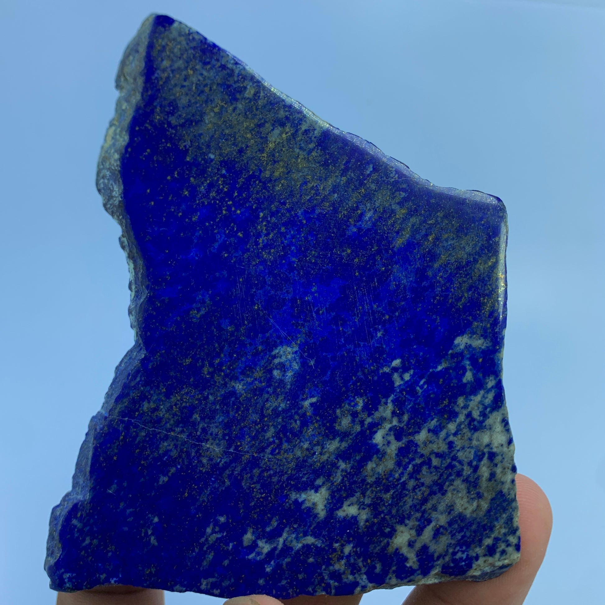 Lapis Lazuli Slab, 550 Carats, Afghan Lapis, AAA Grade, Polished Slice, Pyrite Inclusion, Royal Blue, Third Eye Chakra, Collector Gem, Display Mineral, Wisdom Stone, Afghan Origin, Investment Stone