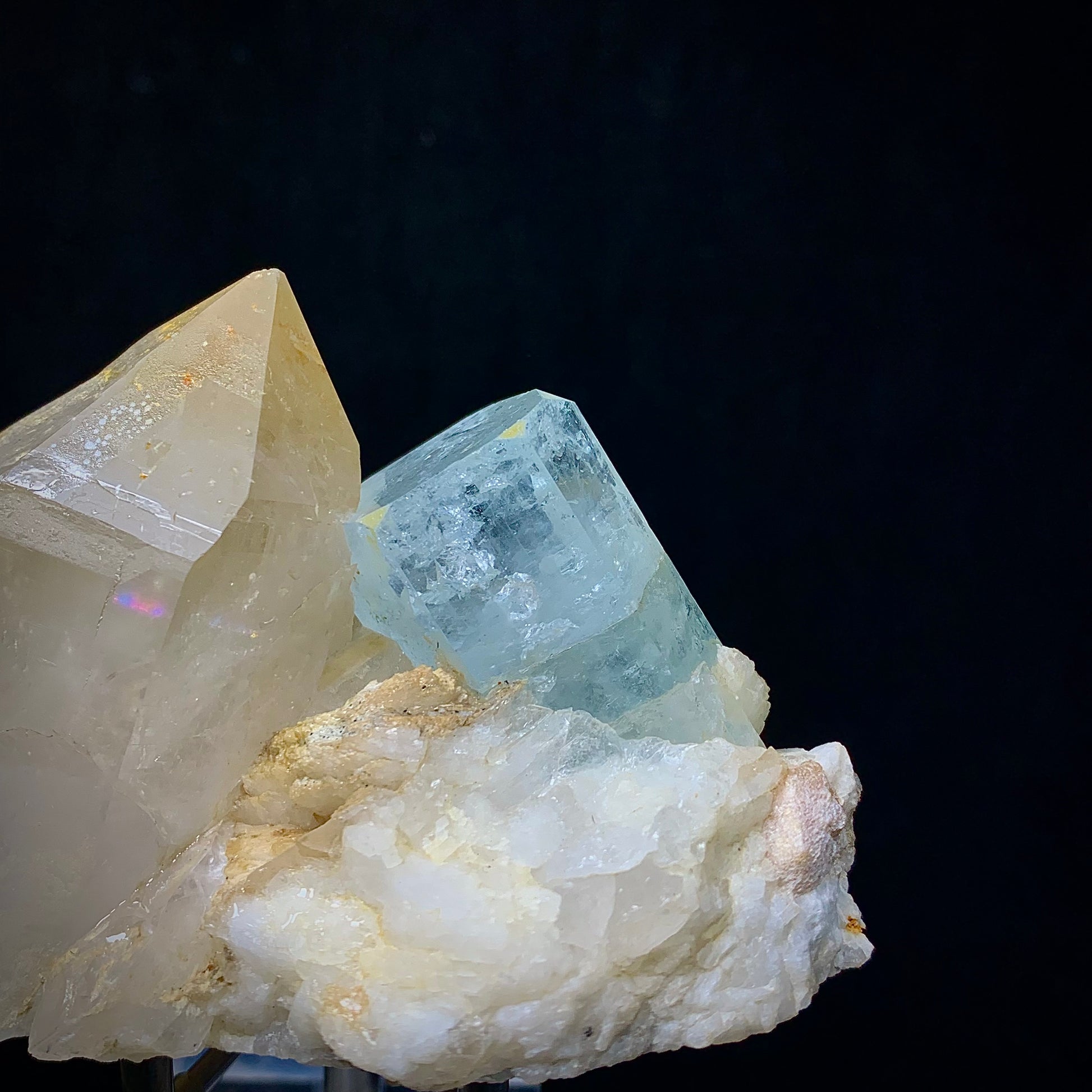 Aquamarine Crystal, Iron Quartz, Repaired Specimen, 1350 Carats, 270 Grams, Skardu Pakistan, Beryl in Matrix, Iron Coating, Collector Specimen, Aesthetic Cluster, Natural Matrix, Throat Chakra, Mineral Association