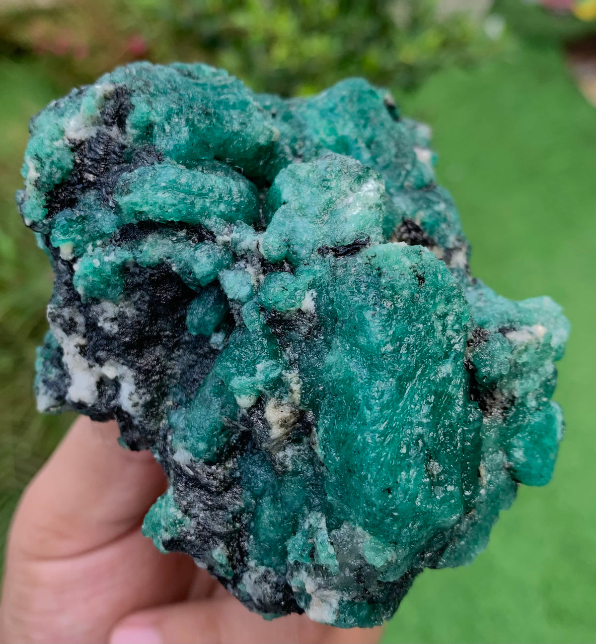 Natural Green Emerald on Matrix from Chitral Pakistan – Rough Emerald Mineral Specimen – Deep Green Crystals – 330g