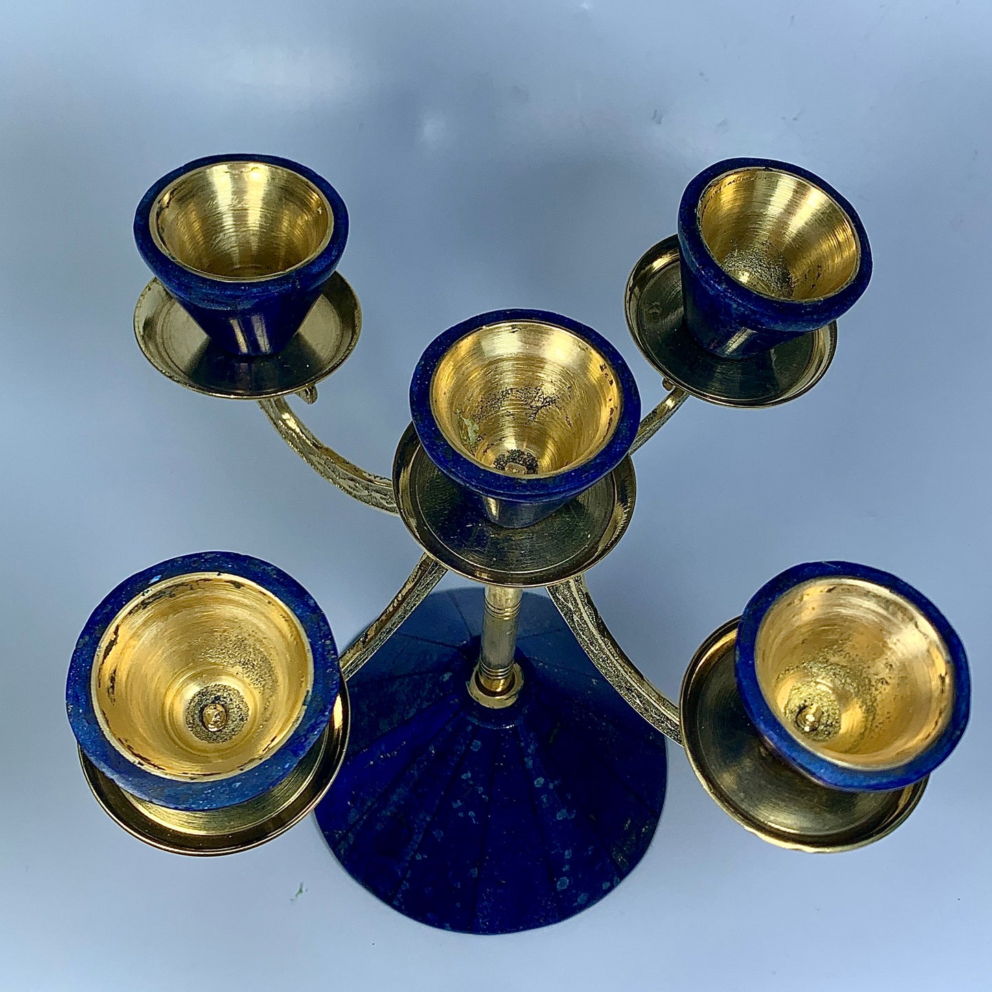 Lapis Lazuli Decor, Crystal Candle Holder, 6.3 Inch, Hand Carved Stone, Blue Stone, Afghan Crystal, Third Eye Chakra, Meditation Gift, Luxury Decor, Lapis Lazuli Gift, Afghan Lapis, Candle Stand,