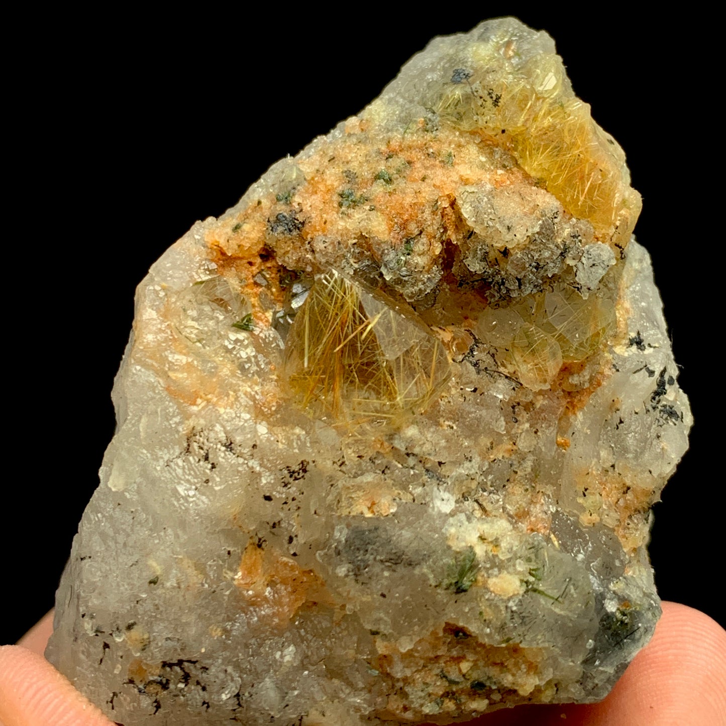 Rutile Quartz, Warsak Mine, Copper Rutile, Golden Rutile, Terminated Crystal, Lepidolite Matrix, 450 Carat, Pakistan Specimen, Rare Mineral, Collector Specimen, Rutile on Matrix