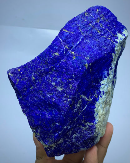 Rough Blue Lapis Lazuli Crystal specimen with golden Pyrite veins,