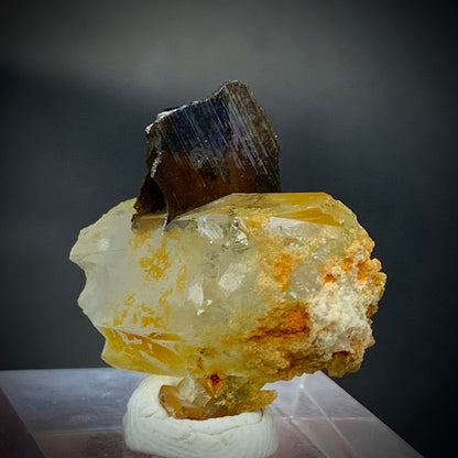 Brookite Crystal, 28.50 Carats, Quartz Matrix, Rare Mineral, Titanium Dioxide, Brookite on Quartz, Crystal Specimen, Miniature Specimen, High Energy, Collector Gem, TiO2 Crystal, Crystal Dimensions, Natural Mineral