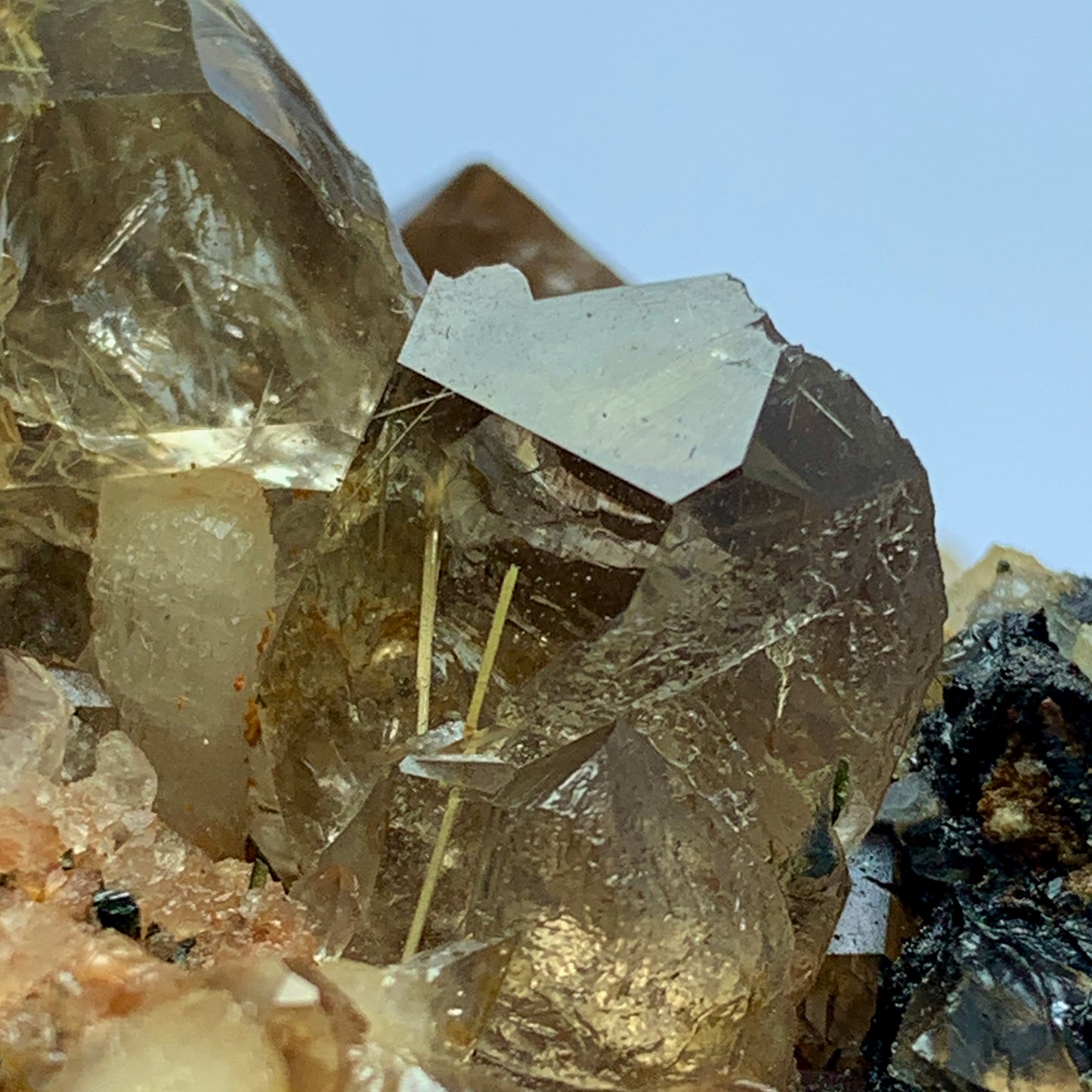 Rutilated Quartz, AAA Grade, Lepidolite Matrix, 450 Grams, Silver Rutile, Gold Rutile, Copper Rutile, Rare Rutile, Multi-Color Rutile, Collector Specimen