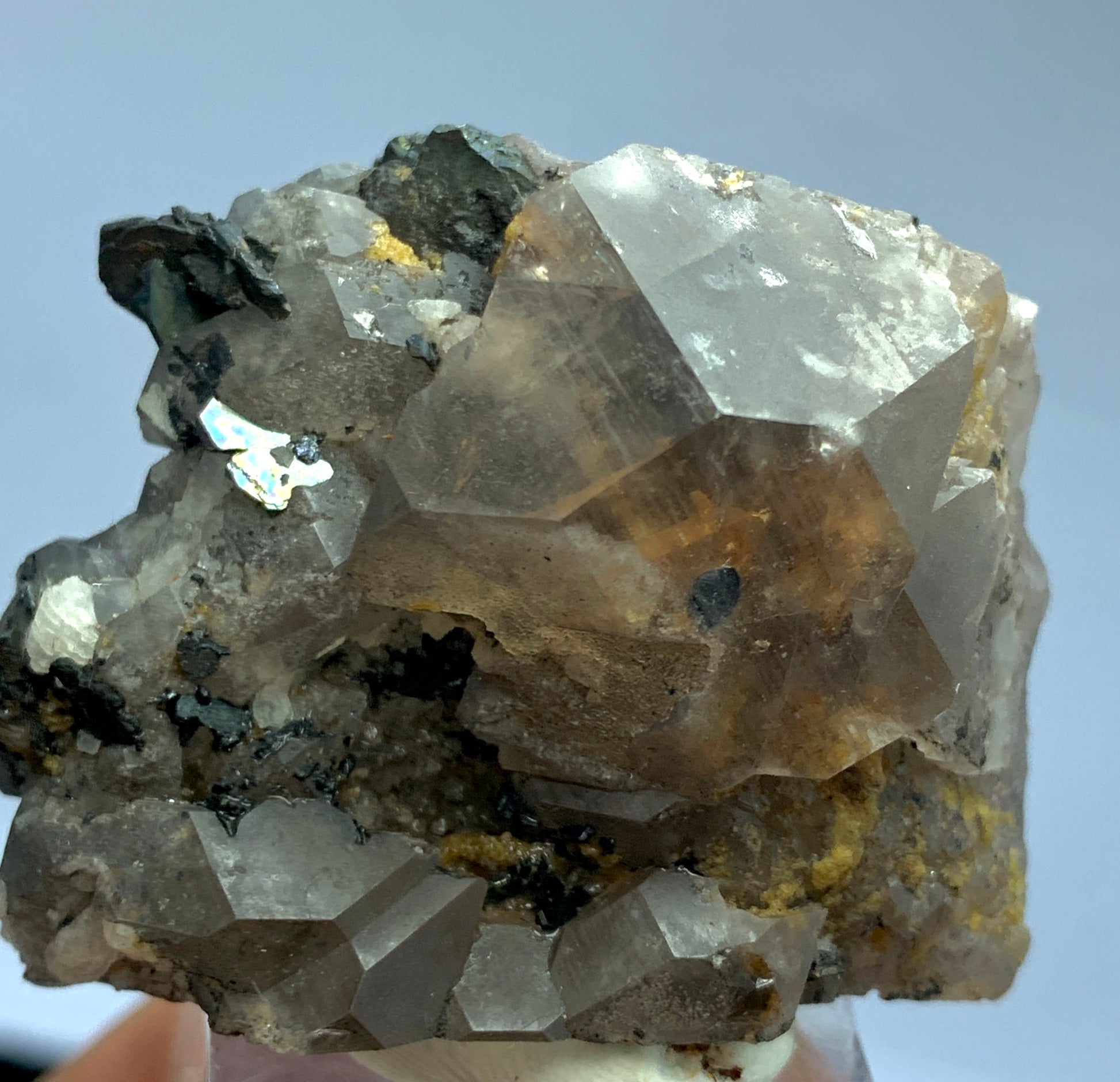 Smoky Quartz, Hematite Crystals, Quartz Cluster, 312 Carat, Terminated Quartz, Iridescent Mineral, Rainbow Quartz, Collector Grade, Grounding Stone, Root Chakra