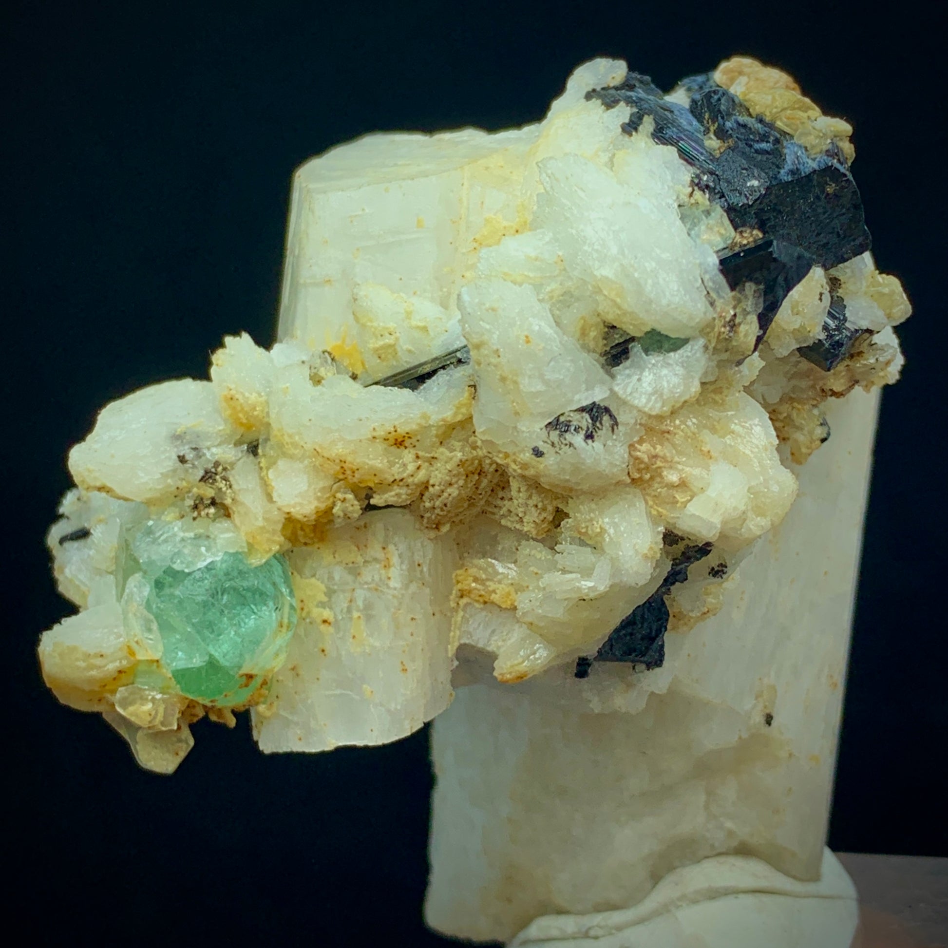 Fluorite Crystal, Schorl, Black Tourmaline, Feldspar Matrix, 605 Carat, Skardu Pakistan, Large Specimen, Collector Grade, Investment Mineral, Aesthetic Cluster