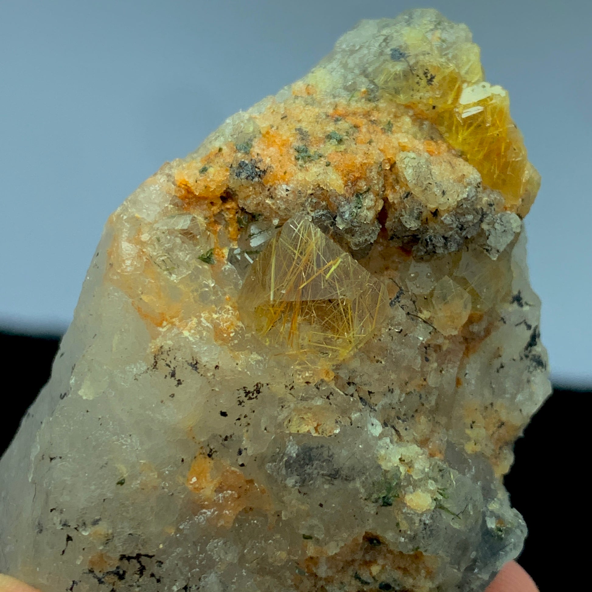 Rutile Quartz, Warsak Mine, Copper Rutile, Golden Rutile, Terminated Crystal, Lepidolite Matrix, 450 Carat, Pakistan Specimen, Rare Mineral, Collector Specimen, Rutile on Matrix