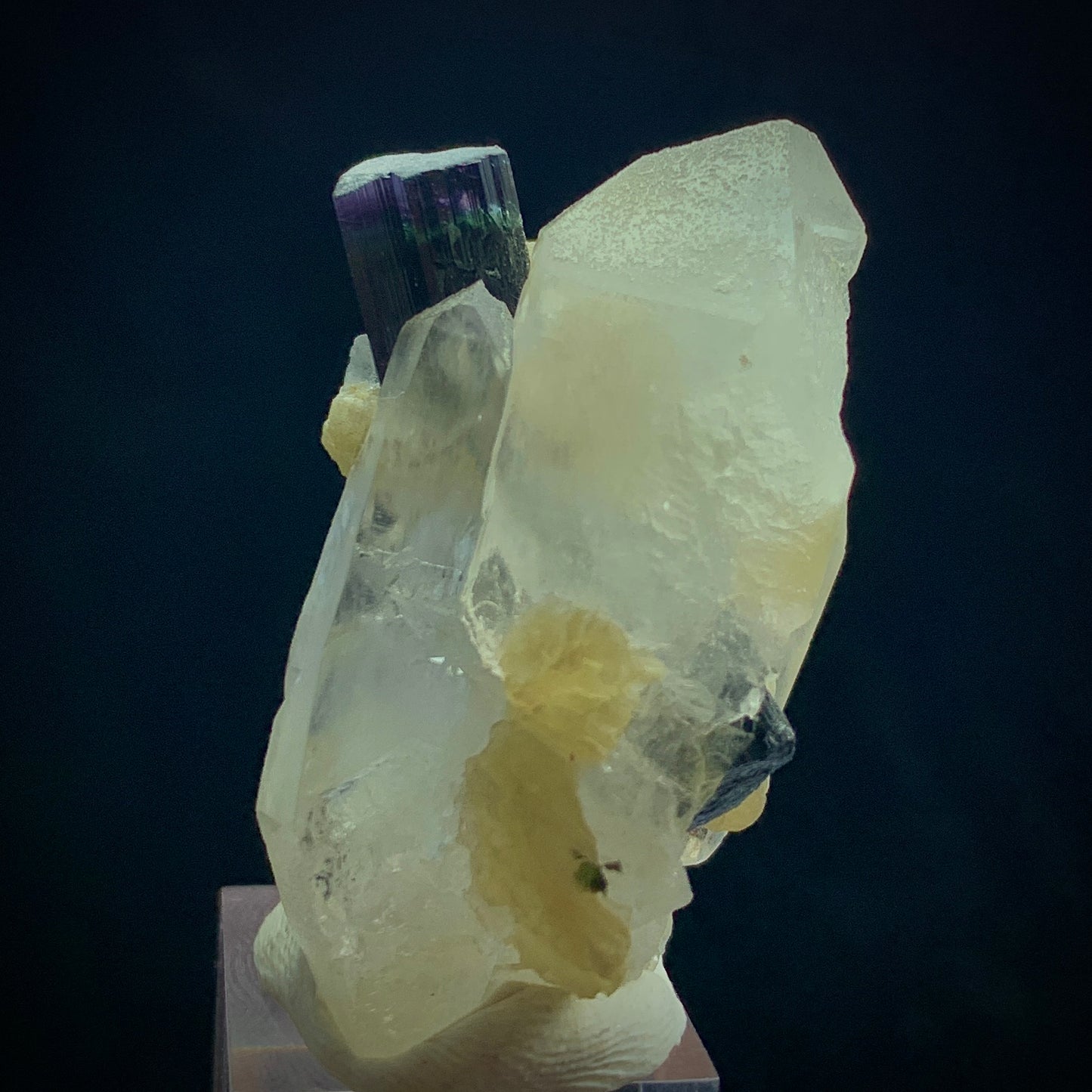 Blue Cap Tourmaline, 118 Carat, Double Terminated Quartz, DT Quartz, Skardu Pakistan, Mica Association, Tourmaline Crystal, Collector Specimen, Aesthetic Cluster, Throat Chakra, Rare Mineral, Investment Stone, Crystal Dimensions