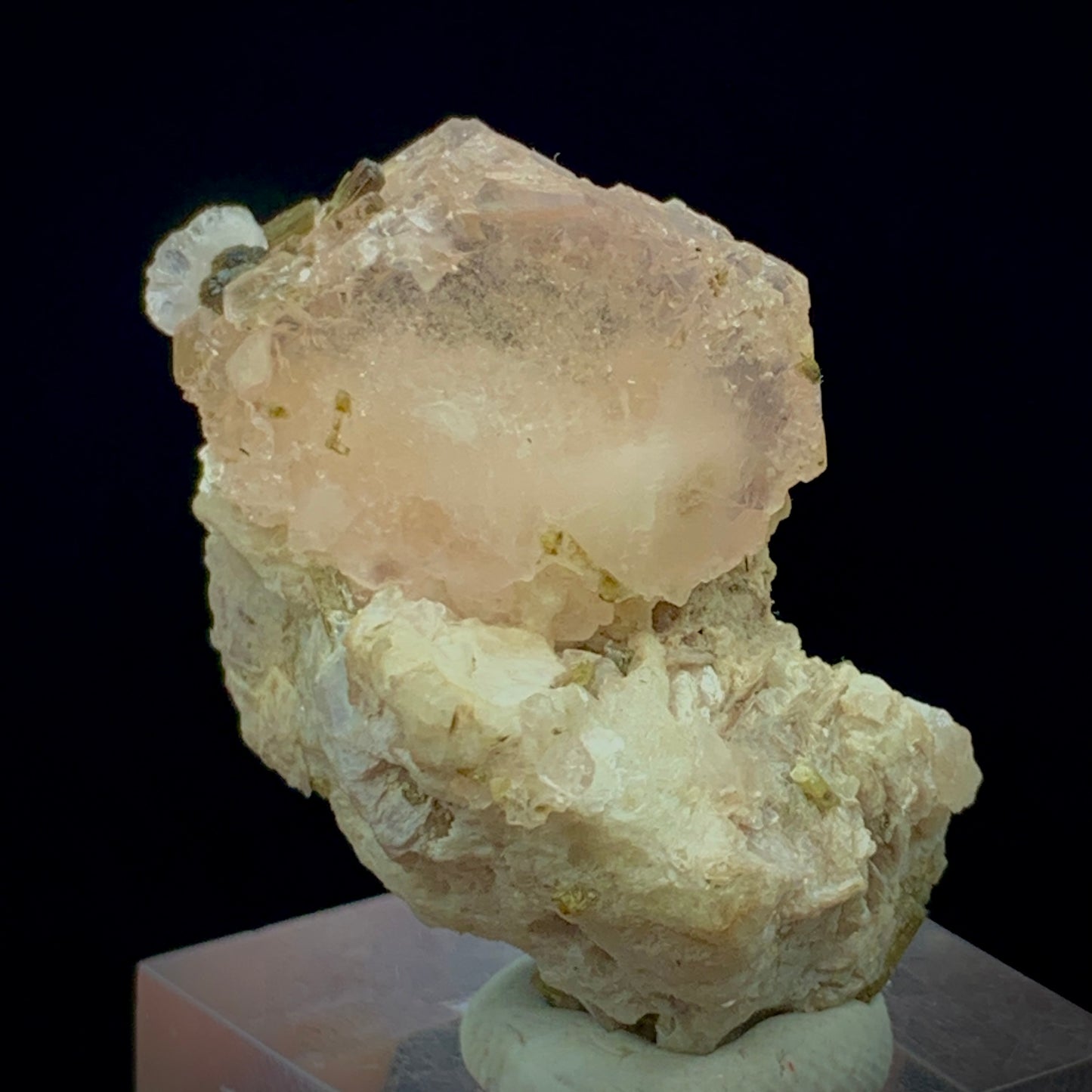 Morganite Crystal, 85 Carat, Epidote, Calcite, Muscovite Matrix, Afghanistan Crystal, Pink Beryl, Multi-Mineral, Heart Chakra, Collector Specimen, Aesthetic Cluster, Small Cabinet, Crystal Dimensions