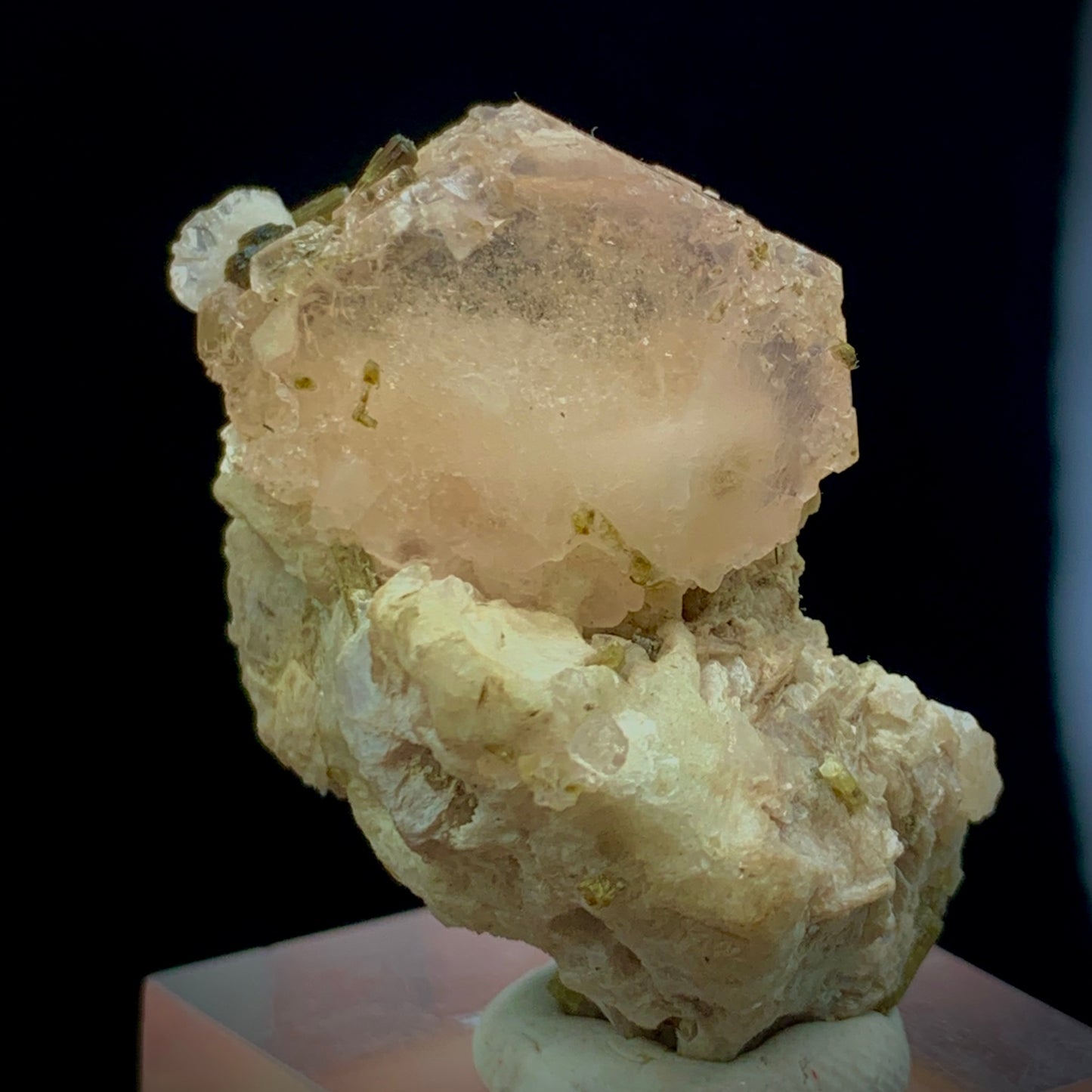 Morganite Crystal, 85 Carat, Epidote, Calcite, Muscovite Matrix, Afghanistan Crystal, Pink Beryl, Multi-Mineral, Heart Chakra, Collector Specimen, Aesthetic Cluster, Small Cabinet, Crystal Dimensions