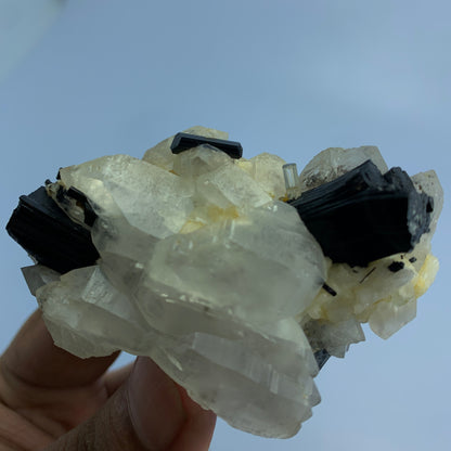 Aquamarine Crystal, Beryl, 570 Carat, Black Tourmaline, Schorl, Quartz Cluster, Pakistan Mineral, Collector Specimen, Aesthetic Cluster, Investment Stone, Rare Gem